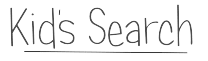 The words Kids Search are written in a playful, hand-drawn style, with a thin underline beneath the text.