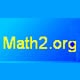 A blue rectangular logo with the text Math2.org written in yellow and green gradient letters.