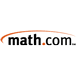 Logo featuring the text math.com in black and orange, with an orange swoosh curving above the text on a white background.