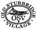 Black and white logo of Old Sturbridge Village featuring a grasshopper above the initials OSV, all enclosed in an oval border with the words Old Sturbridge Village around it.