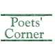 The image shows the words Poets Corner in green text, centered between two horizontal green lines above and below the text, on a white background.